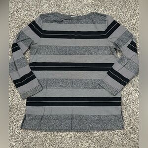 Jones New York Women’s Striped Gray and Black 3/4 Sleeve Top XL
